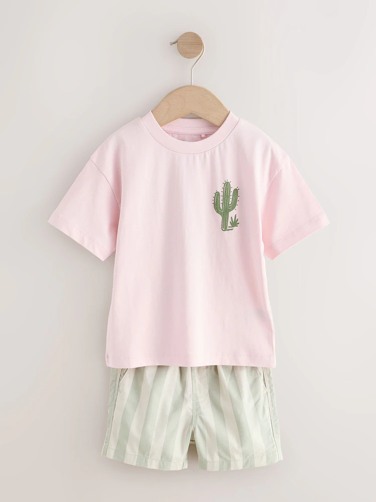 light pink/mint stripe short sleeve t shirt & shorts set (3mths 7yrs) light pink/mint stripe short sleeve t shirt & shorts set (3mths 7yrs)