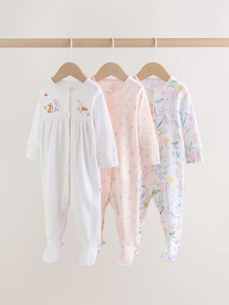 pink baby bunny sleepsuits 3 pack (0 2yrs) pink baby bunny sleepsuits 3 pack (0 2yrs)