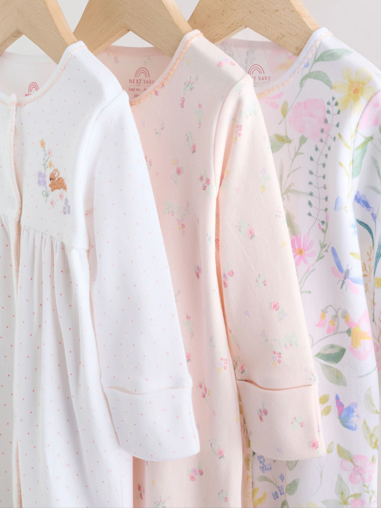 pink baby bunny sleepsuits 3 pack (0 2yrs) pink baby bunny sleepsuits 3 pack (0 2yrs)