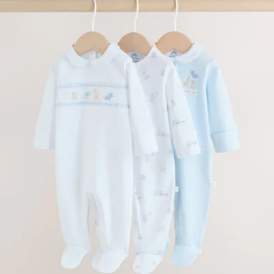 white baby sleepsuits 3 pack (0 2yrs)