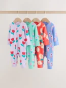 lilac purple two way zip baby sleepsuit 4 pack (0mths 3yrs)