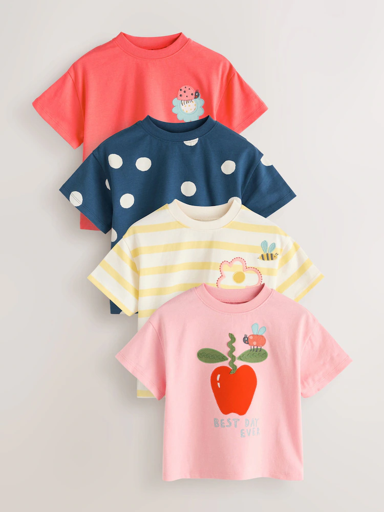 pink t shirts 4 pack (3mths 7yrs)