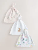 pink tie top baby beanie 3 pack (0 12mths)