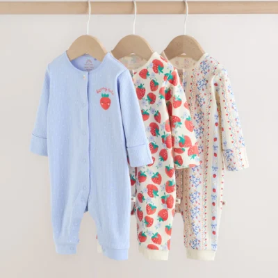 brown/navy 3 pack baby two way zip footless cotton sleepsuits (0mths 3yrs) (copy)