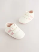 White/Pink Touch Fasten Baby Trainers (0-24mths) - Immediate
