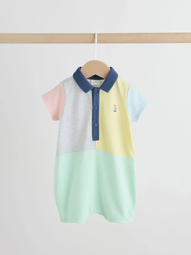 grey colourblock smart collar baby rompers 2 pack grey colourblock smart collar baby rompers 2 pack