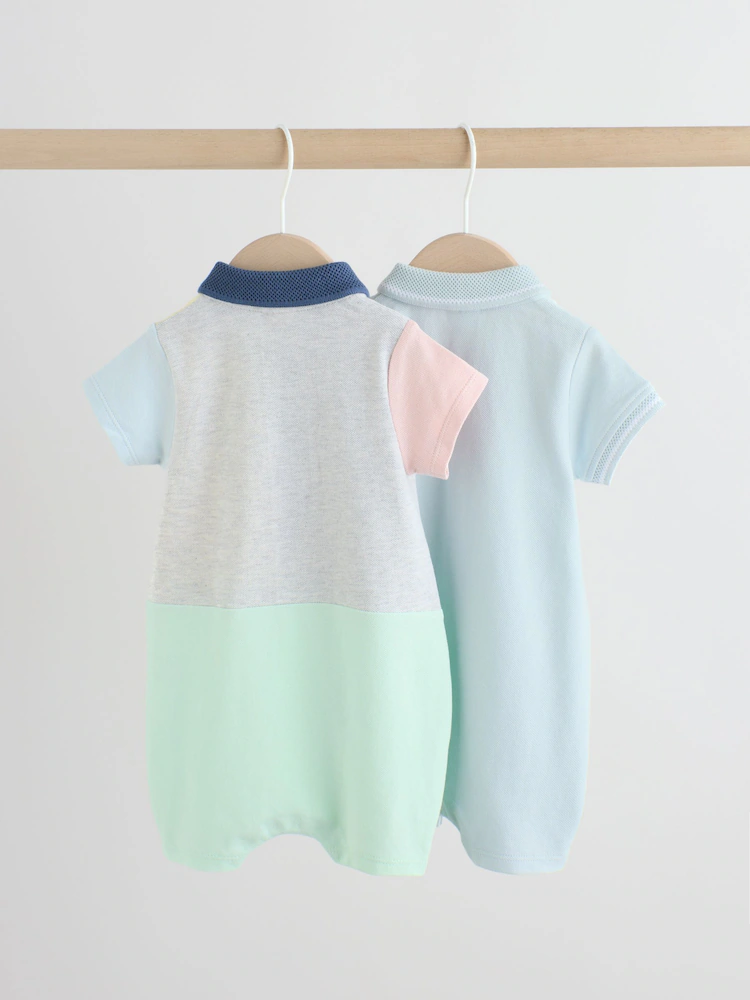 grey colourblock smart collar baby rompers 2 pack grey colourblock smart collar baby rompers 2 pack