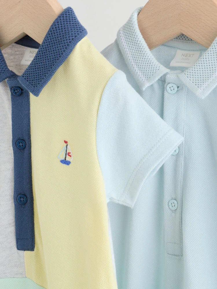 grey colourblock smart collar baby rompers 2 pack grey colourblock smart collar baby rompers 2 pack