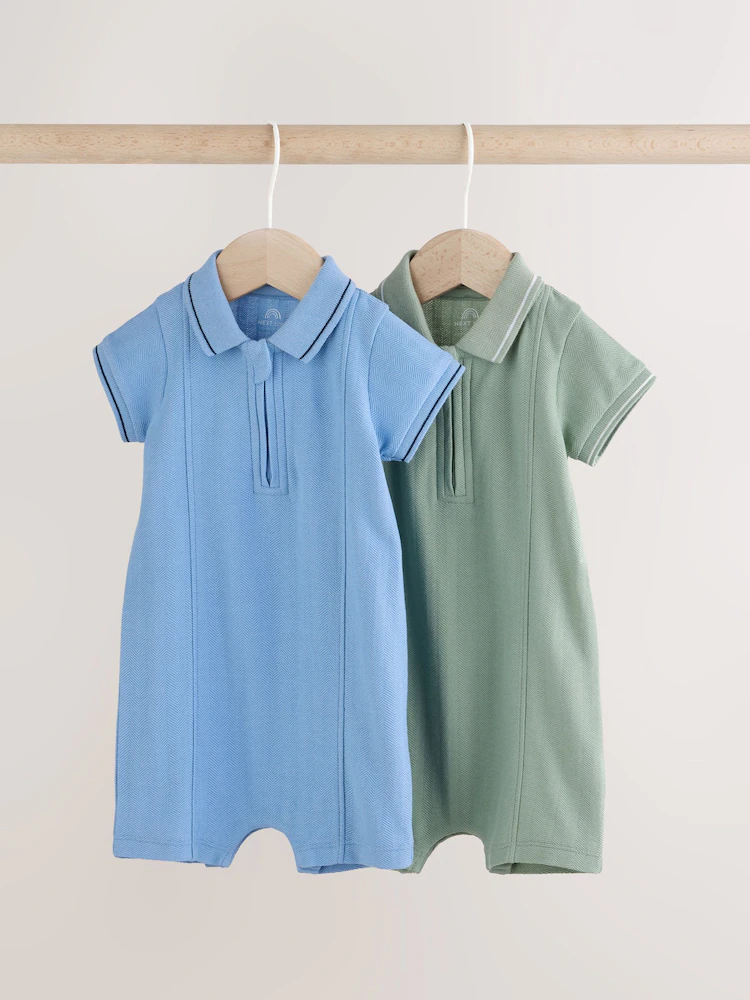 blue/green smart collar baby rompers 2 pack blue/green smart collar baby rompers 2 pack