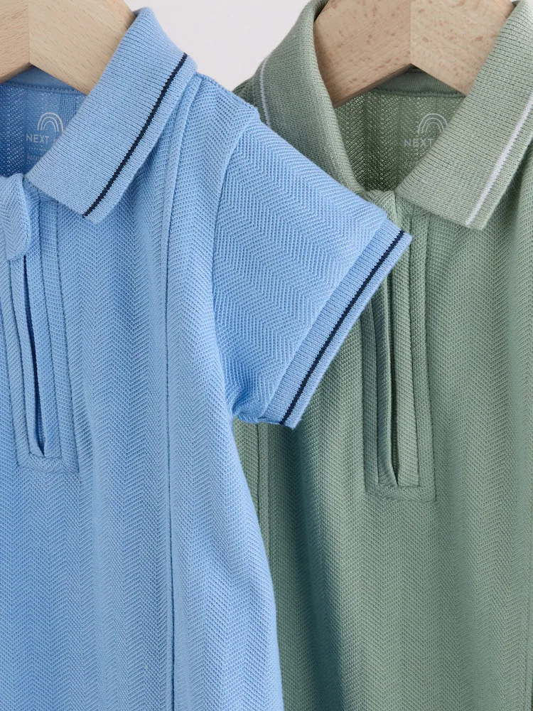 blue/green smart collar baby rompers 2 pack blue/green smart collar baby rompers 2 pack