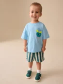 blue apple short sleeve back print t shirt and shorts set (3mths 7yrs)