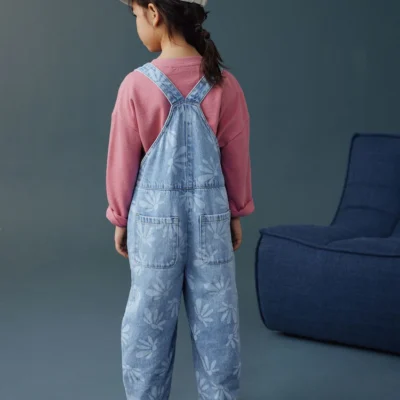 mid blue daisy printed dungaree (3 16yrs)