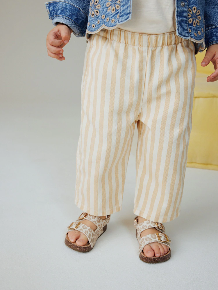 W58871s4 Mid Blue Denim Jacket and Striped Pants Set (3M.-7y.) - Image 4