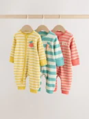 multi stripe baby sleepsuit 3 pack (0mths 3yrs)