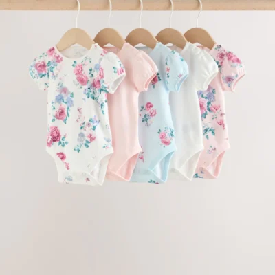 multi baby short sleeve bodysuits 5 pack