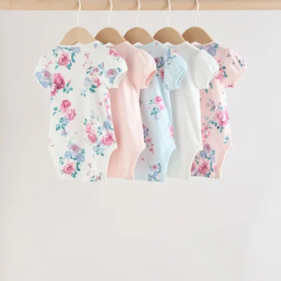 multi baby short sleeve bodysuits 5 pack
