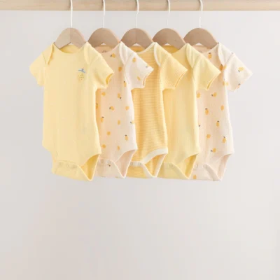 yellow lemons 5 pack short sleeve baby bodysuits