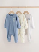 blue milk club two way zip baby sleepsuits 3 pack (0mths 3yrs)