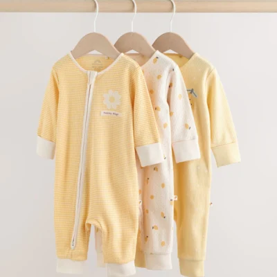yellow baby sleepsuits 3 pack (0mths 3yrs)