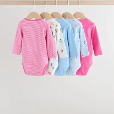 pink long sleeve baby bodysuits 4 pack