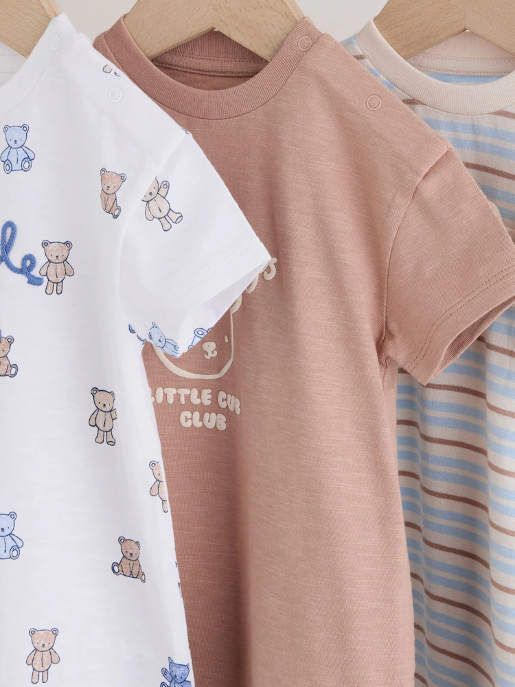blue/brown bear jersey baby rompers 3 pack blue/brown bear jersey baby rompers 3 pack
