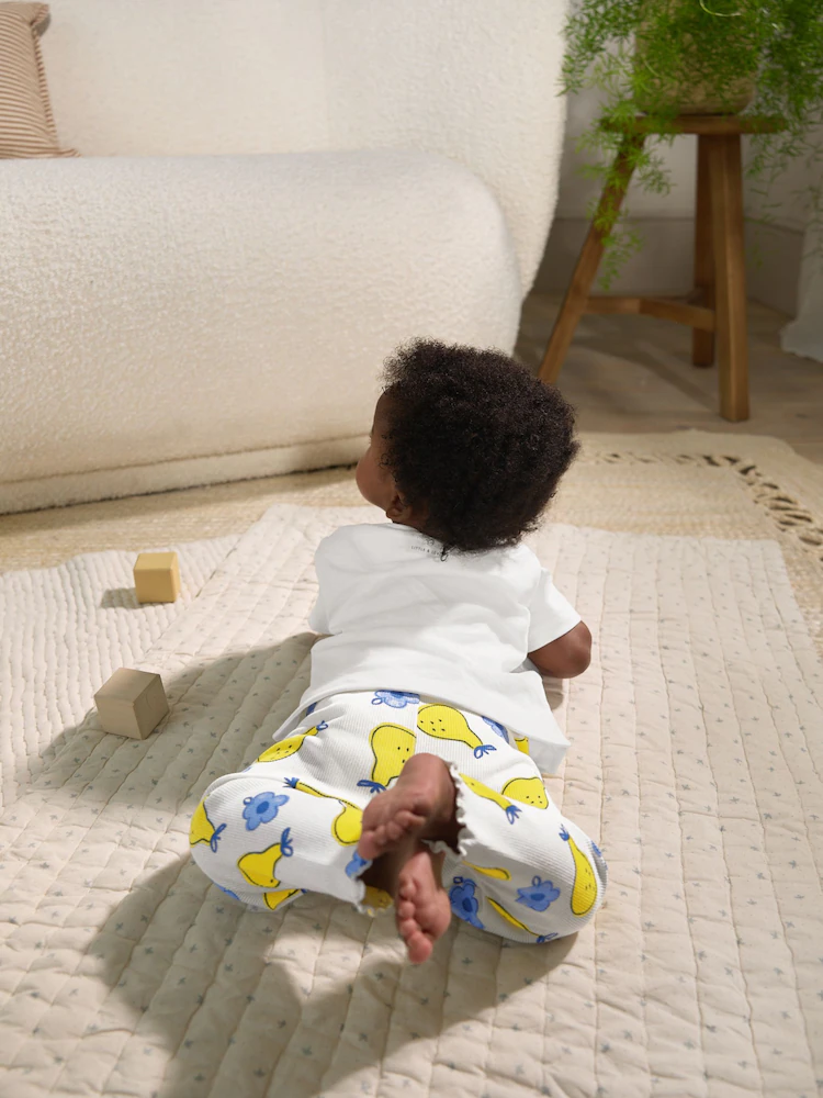 white/ blue/ yellow fruit baby short sleeve top and leggings set immediate white/ blue/ yellow fruit baby short sleeve top and leggings set immediate
