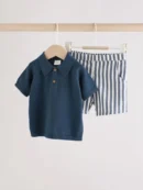 navy stripe baby knitted top and short set (0mths 2yrs) immediate
