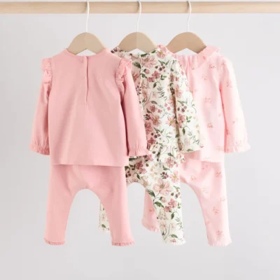 pipink/ cream/ bunny character long sleeve top and leggings set 6 piece (0mths 3yrs)
