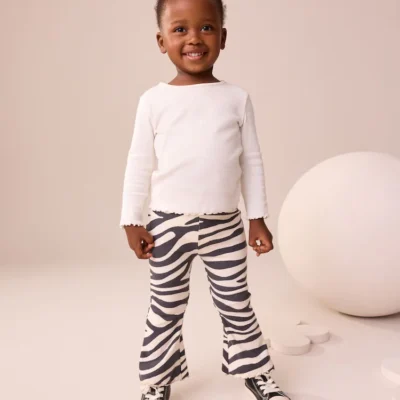 black/white rib flare leggings (3mths 7yrs)