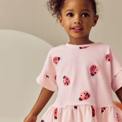 pink ladybird short sleeve peplum t shirt (3mths 7yrs)