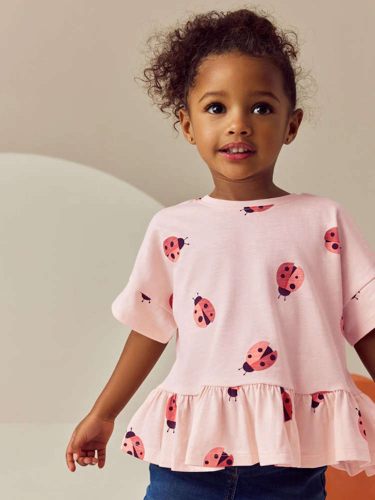 pink ladybird short sleeve peplum t shirt (3mths 7yrs) pink ladybird short sleeve peplum t shirt (3mths 7yrs)