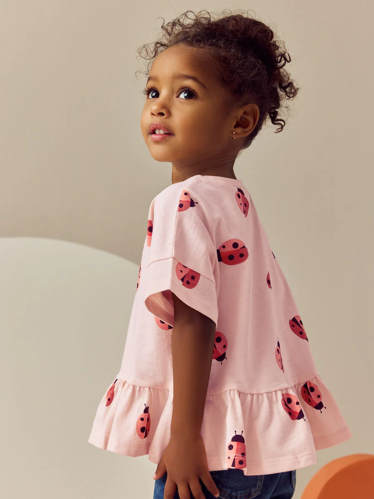 pink ladybird short sleeve peplum t shirt (3mths 7yrs) pink ladybird short sleeve peplum t shirt (3mths 7yrs)