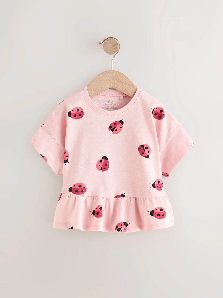 pink ladybird short sleeve peplum t shirt (3mths 7yrs) pink ladybird short sleeve peplum t shirt (3mths 7yrs)