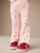 pink cherry hearts rib flare leggings (3mths 7yrs)