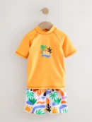 orange palm tree rash vest and shorts set (3mths 7yrs) immediate
