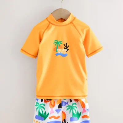 orange palm tree rash vest and shorts set (3mths 7yrs) immediate