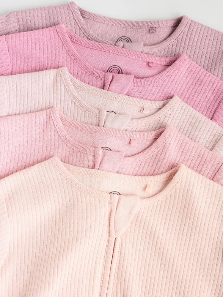 pink 5 pack two way zip baby sleepsuits (0 2yrs) pink 5 pack two way zip baby sleepsuits (0 2yrs)