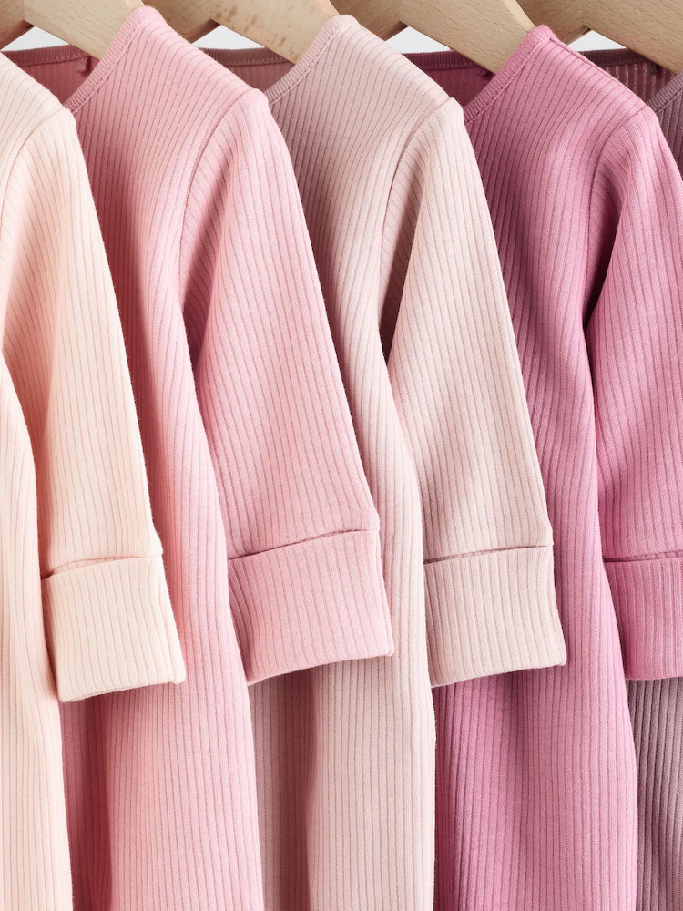 pink 5 pack two way zip baby sleepsuits (0 2yrs) pink 5 pack two way zip baby sleepsuits (0 2yrs)