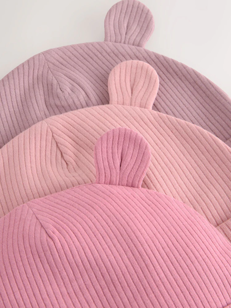 pink 3 pack baby beanies (0 18mths) pink 3 pack baby beanies (0 18mths)