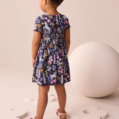 unicorn navy ribbed jersey dress (3mths 7yrs)