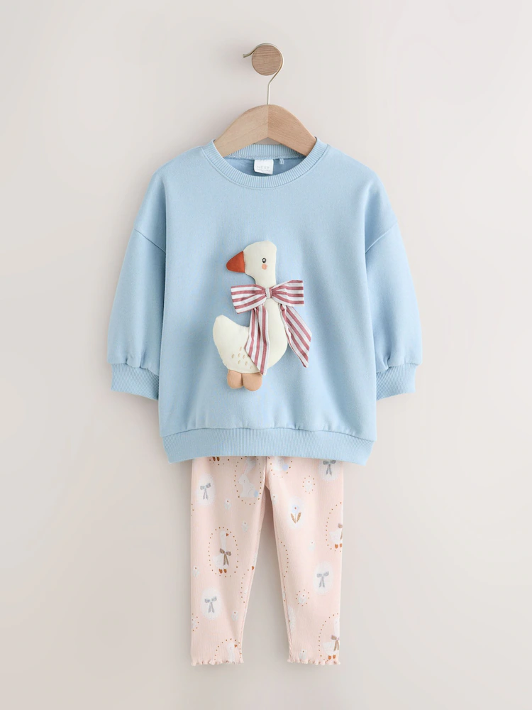 blue bow duck sweatshirt & leggings set (3mths 7yrs) blue bow duck sweatshirt & leggings set (3mths 7yrs)