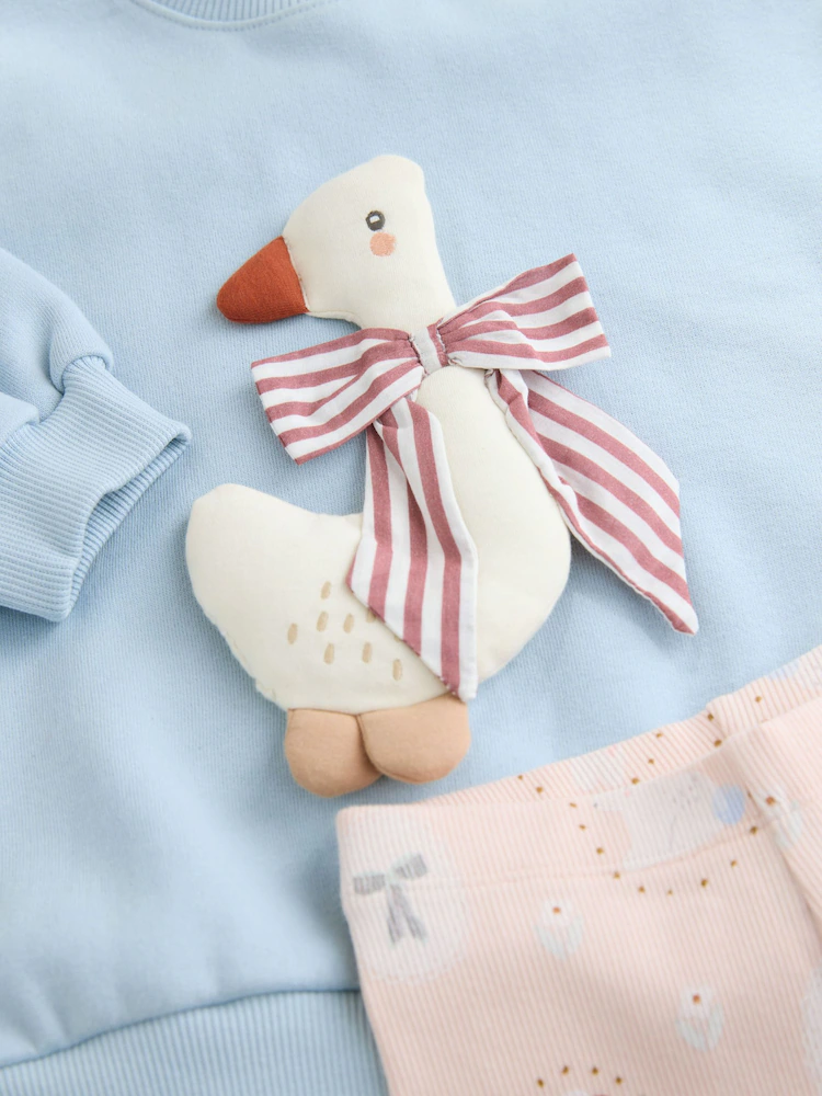 blue bow duck sweatshirt & leggings set (3mths 7yrs) blue bow duck sweatshirt & leggings set (3mths 7yrs)