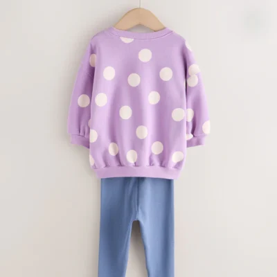 purple polka dot dogs sweatshirt & leggings set (3mths 7yrs)