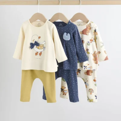 ecru long sleeve top and leggings set 6 piece (0mths 3yrs)