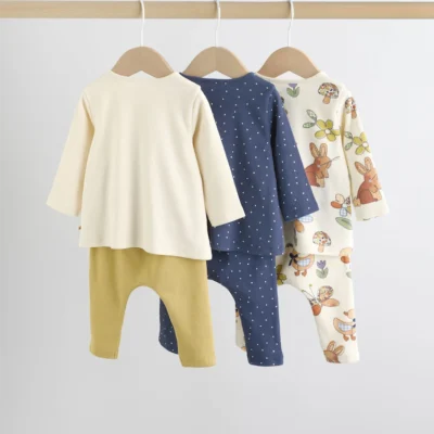 ecru long sleeve top and leggings set 6 piece (0mths 3yrs)