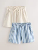 blue/ white stripe & ecru denim shorts 2 pack (3 16yrs)