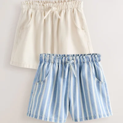blue/ white stripe & ecru denim shorts 2 pack (3 16yrs)