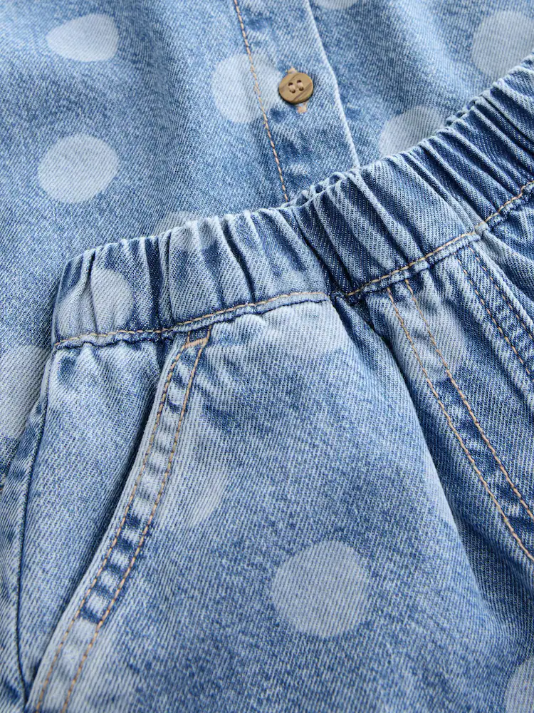 mid blue denim polka dot waistcoat and shorts set (3mths 7yrs) mid blue denim polka dot waistcoat and shorts set (3mths 7yrs)