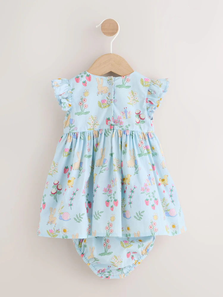blue woven baby dress and knickers set 2 piece (0mths 2yrs) blue woven baby dress and knickers set 2 piece (0mths 2yrs)