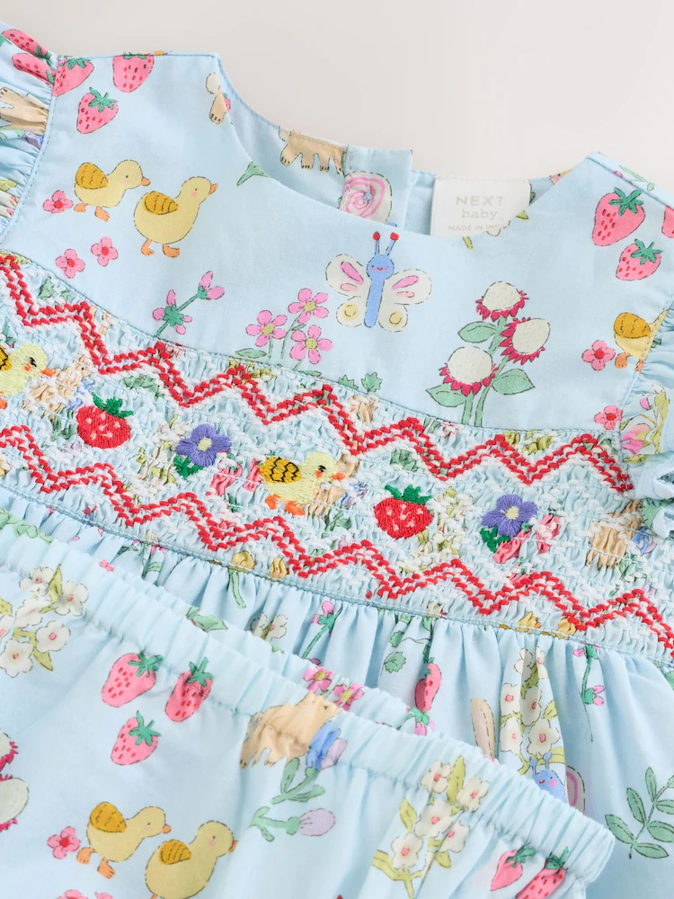 blue woven baby dress and knickers set 2 piece (0mths 2yrs) blue woven baby dress and knickers set 2 piece (0mths 2yrs)
